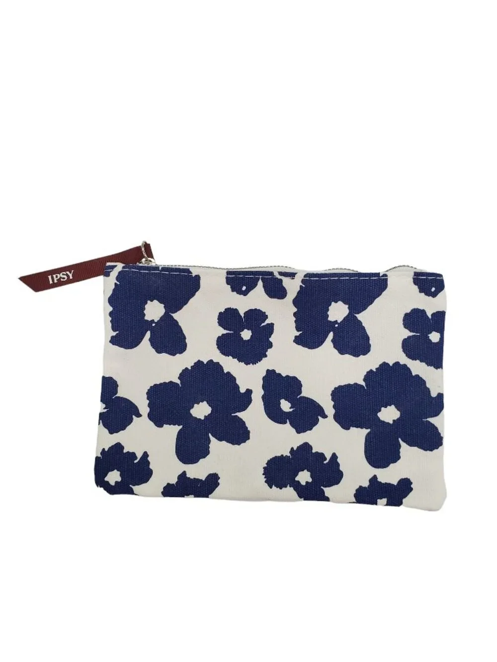 IPSY May 2023‎ White Blue Floral Canvas Look Good Do Good Small Makeup Pouch Bag